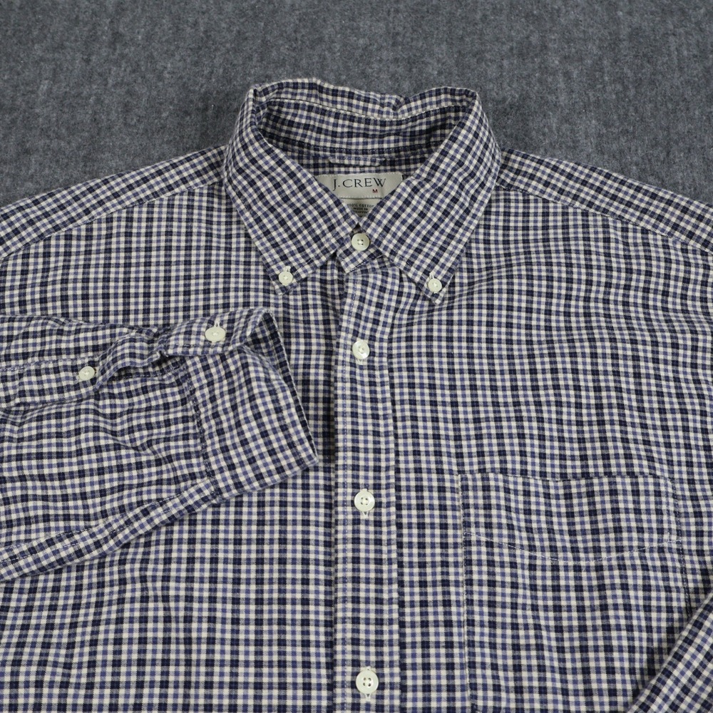 J.Crew Mens Medium Blue Gingham Check Cotton Button Down Long Sleeve Shirt